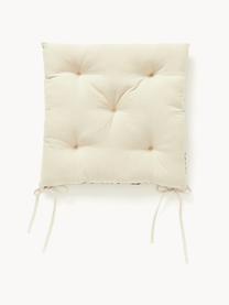 Coussin d'assise en coton avec décoration graphique Sevil, Blanc cassé, noir, larg. 40 x long. 40 cm