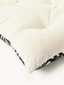 Baumwoll-Sitzkissen Sevil mit grafischer Verzierung, 2 Stück, Bezug: 100 % Baumwolle, Off White, Schwarz, B 40 x L 40 cm