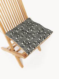 Katoenen zitkussen Sevil met grafische decoratie, Bekleding: 100% katoen, Gebroken wit, zwart, B 40 x L 40 cm
