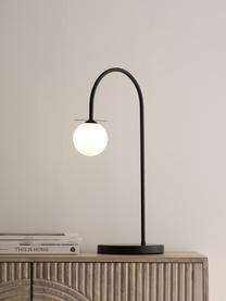 Lámpara de mesa Milo, Pantalla: vidrio, Estructura: metal recubierto, Cable: cubierto en tela, Negro, An 20 x Al 55 cm