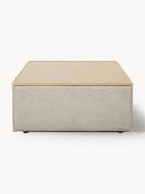 Sofa-Hocker Lennon aus Leinen-Mix mit Stauraum, Bezug: 50 % Viskose, 25 % Leinen, Tablett: Eichenholz, Spannplatte m, Gestell: Spanplatte, mitteldichte , Leinen-Mix Grau, helles Eichenholz, B 88 x T 88 cm