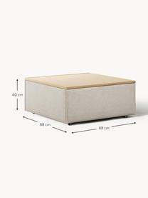 Sofa-Hocker Lennon aus Leinen-Mix mit Stauraum, Bezug: 50 % Viskose, 25 % Leinen, Tablett: Eichenholz, Spannplatte m, Gestell: Spanplatte, mitteldichte , Leinen-Mix Grau, helles Eichenholz, B 88 x T 88 cm