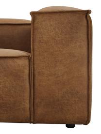 Eckmodul Lennon aus recyceltem Leder, Bezug: Recyceltes Leder (70 % Le, Gestell: Massives Holz, Sperrholz, Füße: Kunststoff, Leder Braun, B 119 x T 119 cm, Eckteil links