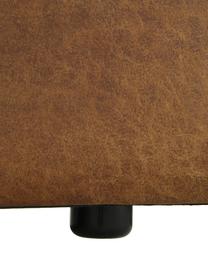 Eckmodul Lennon aus recyceltem Leder, Bezug: Recyceltes Leder (70 % Le, Gestell: Massives Holz, Sperrholz, Füße: Kunststoff, Leder Braun, B 119 x T 119 cm, Eckteil links