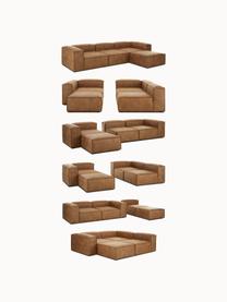 Eckmodul Lennon aus recyceltem Leder, Bezug: Recyceltes Leder (70 % Le, Gestell: Massives Holz, Sperrholz, Leder Braun, B 119 x T 119 cm, Eckteil links