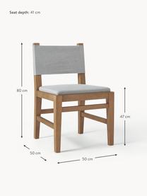 Tapicerowane krzesło z drewna Liano, Stelaż: drewno dębowe, Tapicerka: 54% poliester, 36% wiskoz, Szara tkanina, drewno dębowe, S 50 x W 80 cm