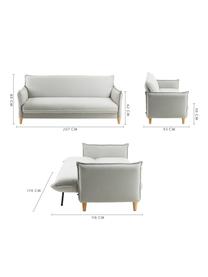 Sofa rozkładana Alizee (3-osobowa), Tapicerka: poliester 45 000 cykli w , Nogi: lite drewno bukowe, natur, Jasny szary, S 207 x G 93 cm