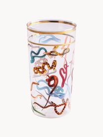 Waterglas Snakes, Decoratie: goudkleurig, Snakes, Ø 7 x H 13 cm, 370 ml