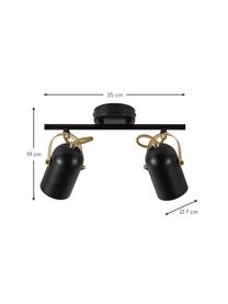 Lampa sufitowa w stylu retro Lotus, Czarny, odcienie mosiądzu, S 35 x W 19 cm