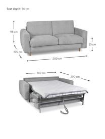 Sofa rozkładana Cocoone (3-osobowa), Tapicerka: 100% poliester, Nogi: drewno bukowe, Jasny szary, S 105 x G 200 cm