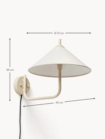 Grote wandlamp Vica, Lampenkap: linnen (100% polyester), Gebroken wit, beige, Ø 31 x D 45 cm