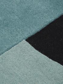 Tapis en laine beige bleu tufté à la main Zenia, Couleur crème, bleu, noir