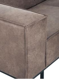 Leder-Sofa Abigail (2-Sitzer) in Braungrau mit Metall-Füssen, Bezug: Lederfaserstoff (70% Lede, Beine: Metall, lackiert, Leder Braungrau, B 190 x T 95 cm