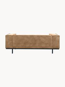 Leder-Sofa Abigail (2-Sitzer) in Braungrau mit Metall-Füßen, Bezug: Lederfaserstoff (70% Lede, Beine: Metall, lackiert, Leder Hellbraun, B 190 x T 95 cm