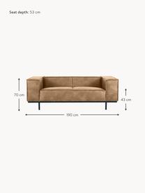 Sofá de cuero Abigail (2 plazas), Tapizado: tejido de cuero (70% cuer, Patas: metal pintado, Cuero marrón grisaceo, An 190 x F 95 cm