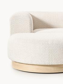 Modulares Ecksofa Natalie aus Teddy-Bouclé, Bezug: Teddy-Bouclé (100 % Polye, Gestell: mitteldichte Holzfaserpla, Sockel: Massives Buchenholz, lack, Teddy-Bouclé Off White, helles Buchenholz, B 337 x T 197 cm, Eckteil links