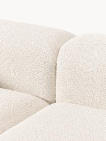 Modulares Ecksofa Natalie aus Teddy-Bouclé, Bezug: Teddy-Bouclé (100 % Polye, Gestell: mitteldichte Holzfaserpla, Sockel: Massives Buchenholz, lack, Teddy-Bouclé Off White, helles Buchenholz, B 337 x T 197 cm, Eckteil links