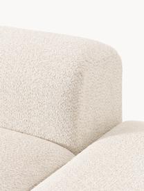 Modulares Ecksofa Natalie aus Teddy-Bouclé, Bezug: Teddy-Bouclé (100 % Polye, Gestell: mitteldichte Holzfaserpla, Sockel: Massives Buchenholz, lack, Teddy-Bouclé Off White, helles Buchenholz, B 337 x T 197 cm, Eckteil links