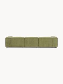 Modulares Sofa Lennon (4-Sitzer) aus Cord mit Hocker, Bezug: Cord (92 % Polyester, 8 %, Gestell: Massives Kiefernholz, Spe, Cord Olivgrün, B 327 x T 207 cm