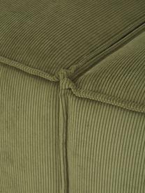 Canapé modulable 4 places en velours côtelé avec pouf Lennon, Velours côtelé vert olive, larg. 327 x prof. 207 cm