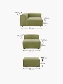 Modulares Sofa Lennon (4-Sitzer) aus Cord mit Hocker, Bezug: Cord (92 % Polyester, 8 %, Gestell: Massives Kiefernholz, Spe, Cord Olivgrün, B 327 x T 207 cm