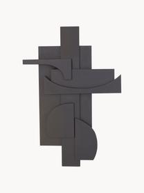 Dekoracja ścienna Pieces, Drewno naturalne, Czarny, S 45 x W 65 cm
