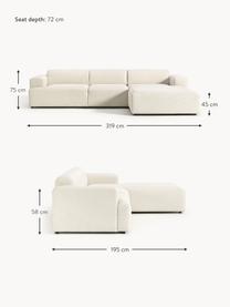 Ecksofa Melva (4-Sitzer), Bezug: 100 % Polyester Der strap, Gestell: Massives Kiefern- und Fic, Webstoff Off White, B 319 x T 195 cm, Eckteil links