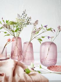 Glas-Vase Lily mit Rillen, Glas, Rosa, Transparent, Ø 14 x H 25 cm