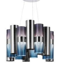 Stmievateľná závesná LED lampa La Lollo, Odtiene chrómovej, modrá, fialová, Ø 48 x V 35 cm