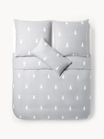 Funda nórdica de franela X-mas Tree, Gris claro, blanco, Cama 90 cm (155 x 220 cm)