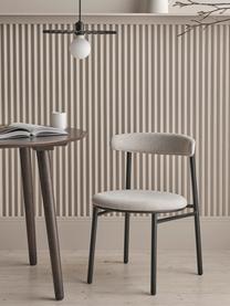 Gestoffeerde stoelen Doggi, 2 stuks, Bekleding: 100% polyester, Poten: gecoat metaal, Geweven stof lichtbeige, B 47 cm x D 50 cm