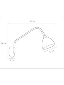 Große verstellbare Wandleuchte Valencia mit Stecker, Lampenschirm: Metall, beschichtet, Diffusorscheibe: Kunststoff, Dekor: Metall, vermessingt, Schwarz, T 40 x H 28 cm