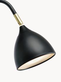 Grote verstelbare wandlamp Valencia met stekker, Lampenkap: gecoat metaal, Diffuser: kunststof, Decoratie: vermessingd metaal, Zwart, D 40 x H 28 cm