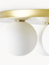 Deckenleuchte Hitch aus Opalglas, Baldachin: Metall, vermessingt, Weiss, Goldfarben, Ø 36 x H 12 cm
