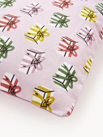 Wendekissenhülle Popp mit Weihnachtsaufdruck und Stickerei, 100 % Baumwolle, Rosa, Mehrfarbig, B 45 x L 45 cm
