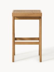 Tabouret de bar en cannage Sissi, Chêne clair, cannage beige clair, larg. 46 x haut. 75 cm