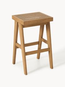 Tabouret de bar en cannage Sissi, Chêne clair, cannage beige clair, larg. 46 x haut. 75 cm