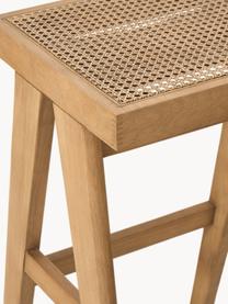 Tabouret de bar en cannage Sissi, Chêne clair, cannage beige clair, larg. 46 x haut. 75 cm