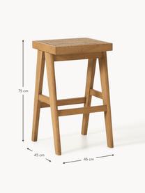 Tabouret de bar en cannage Sissi, Chêne clair, cannage beige clair, larg. 46 x haut. 75 cm