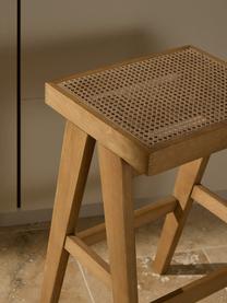 Tabouret de bar en cannage Sissi, Chêne clair, cannage beige clair, larg. 46 x haut. 75 cm