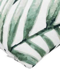 Katoenen kussenhoes Coast met bladpatroon, 100% katoen, Groen, wit, B 40 x L 40 cm