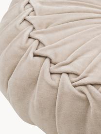 Coussin rond en velours avec franges Kanan, Beige, Ø 40 cm