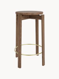 Tabouret en noyer Passage, Bois de noyer, laiton, Ø 46 x haut. 65 cm