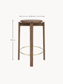 Tabouret en noyer Passage, Bois de noyer, laiton, Ø 46 x haut. 65 cm