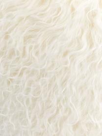 Housse de coussin rectangulaire peau d'agneau à longs poils frisés Ella, Blanc naturel, larg. 30 x long. 50 cm