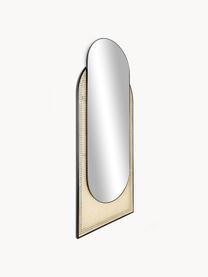 Miroir mural oval tissage viennois Esma, Noir, beige, larg. 66 x haut. 162 cm