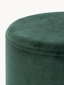 Pouf en velours Haven, Velours vert foncé, pieds noirs, ∅ 38 x haut. 45 cm