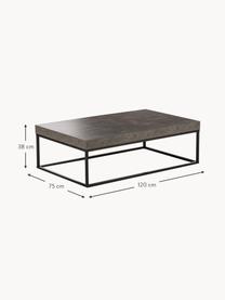 Couchtisch Ellis in Betonoptik, Tischplatte: Leichtbau-Wabenstruktur, , Gestell: Metall, lackiert Dieses P, Beton-Optik Greige, Schwarz, B 120 x T 75 cm