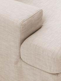 Canapé modulable 4 places avec pouf et revêtement amovible Russell, Tissu beige, larg. 309 x prof. 206 cm