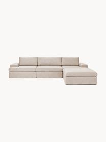 Modulares Sofa Russell (4-Sitzer) mit Hocker, mit abnehmbaren Bezügen, Bezug: 100% Baumwolle Der strapa, Gestell: Massives Kiefernholz, Spe, Webstoff Beige, B 309 x T 206 cm